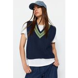 Trendyol Indigo Crop V-Neck Knitwear Sweater Cene