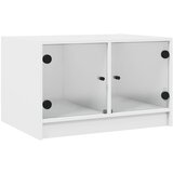 Maison Chic Klubska mizica - kavna mizica - Nizka mizica s steklenimi vrati bela 68x50x42 cm, (21753338) Cene