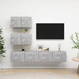  4-dijelni set TV ormarića siva boja betona konstruirano drvo Cijene
