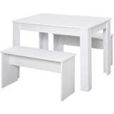 HOMCOM Komplet 3 delov mize z 2 klopmi za kuhinjo, bar ali moderno jedilnico, beli les, 2 sedeža, 110x70x75 cm, (20745594) | Shoptok.si