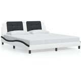 Maison Chic Posteljni okvir - Dvoposteljna postelja - Zakonska postelja z vzglavjem bel in črn 180x200 cm umetno usnje-J5799, (21773494) | Shoptok.si