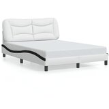 Maison Chic Posteljni okvir - Dvoposteljna postelja - Zakonska postelja z vzglavjem bel in črn 140x190 cm umetno usnje-J15687, (21773691) | Shoptok.si