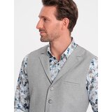 Ombre Men's suit vest with collar - light grey | Shoptok.si