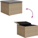 vidaXL Garnitura za vrt s jastučićima 6 kom Beige Poly Ratan Akacija | shoptok.hr