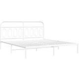 vidaXL Kovinski posteljni okvir z vzglavjem bel 183x213 cm | Shoptok.si