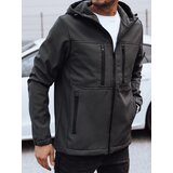 DStreet Men's transitional softshell jacket with hood dark gray | shoptok.hr