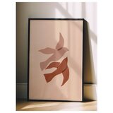 Wallxpert uramljena slika 115188, dve stilizovane ptice u roze i terakota tonovima na bež pozadini, 50 x 70 cm, crni ram Cene