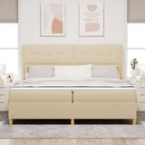 Box Spring postelja z vzmetnico in LED krem 200x200 cm tkanina, (22049510) | Shoptok.si