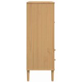 vidaXL Komoda SENJA videz ratana rjava 90x40x112 cm trdna borovina | Shoptok.si