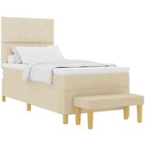 vidaXL Krevetna vzmetnica s klopjo krem 100x200 cm tkanina, (22083354) | Shoptok.si