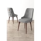 Hanah home set trpezarijskih stolica Enoa 8 kom, siva tkanina Babyface, drvene noge boje oraha | Eponuda.com