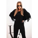 Kesi Włoski Women's butter set with fringe on the sleeves black Cijene