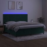 Krevet box spring s madracem LED tamnozeleni 200x200 cm baršun | Eponuda.com