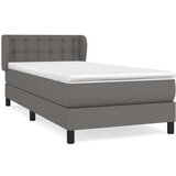  Box spring postelja z vzmetnico siva 90x200 cm umetno usnje, (20901304) | Shoptok.si