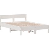  The Living Store Posteljni okvir brez vzmetnice bel 135x190 cm trdna borovina - Posteljni Okvir, (21500070) | Shoptok.si