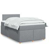 vidaXL Boxspring postelja z vzmetnico svetlo siva 120x190 cm blago | Shoptok.si