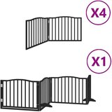 vidaXL Ograda za pse z vrati zložljiva 12 panelov črna 960 cm les | Shoptok.si