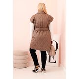 Kesi Włoski Women's Plus Size quilted vest with belt and collar fango | shoptok.hr