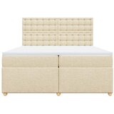  Krevet s oprugama i madracem krem 200 x 200 cm od tkanine | shoptok.hr