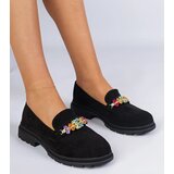 Gemre Black women's moccasins adorned with stones Liliana | Shoptok.si