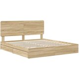  Postelja s shranjevanjem z vzglavjem Sonoma hrast 180 x 200 cm, (5000105944) | Shoptok.si