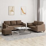  3-dijelni set sofa s jastucima smeđi od tkanine | shoptok.hr