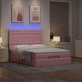  Otomanska postelja z vzmetnicami & LEDs roza 140x200cm žamet, (22011981) | Shoptok.si