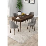 Hanah home trpezarijski set Rut, sto na razvlačenje i 4 stolice, ploča u dekoru drveta Baroque, siva tkanina Babyface | Eponuda.com