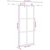  Klizna vrata s priborom 90 x 205 cm kaljeno staklo i aluminij | shoptok.hr