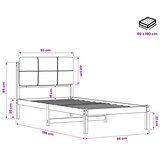  Krevetni okvir s tapiciranim uzglavljem Tamno smeđa i crna - tamno smeđa i crna 90 x 190 cm | shoptok.hr