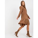 Fashion Hunters Brown FRESH MADE hooded sweatshirt dress | Shoptok.si