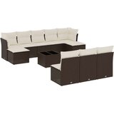 vidaXL 11-dijelni set vrtnih sofa od poliratana s jastucima smeđi | shoptok.hr