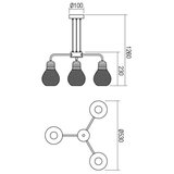  Redo 01-1579 - Visilica na sajli EDISON 3xE27/42W/230V prečnik 53 cm crna/bakrena | Eponuda.com