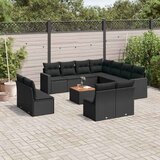  12-dijelni set vrtnih sofa od poliratana s jastucima crni | shoptok.hr