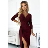 Numoco Shiny dress with neckline and slit | Shoptok.si