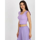 Fashion Hunters Light purple ribbed blouse with lace Cene