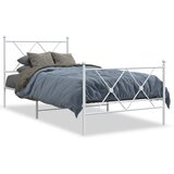 Furnova Kovinski posteljni okvir z vzglavjem in vznožjem bel 90x190 cm, (21935897) | Shoptok.si