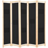 Sobna pregrada s 5 panela od tkanine 200 x 170 x 4 cm crna | shoptok.hr
