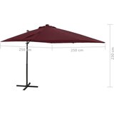  Konzolni suncobran sa šipkom i LED svjetlima 250 cm bordo | shoptok.hr