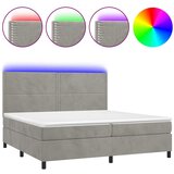  box spring s madracem LED svjetlosivi 200x200 cm baršun | shoptok.hr