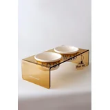 Set posuda za hranu za kućne ljubimce 3 dijela, smeđe boje