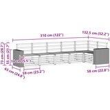  Set vanjskih sofa 6 kom. Prirodna Poliester Bijela 310 x 132,5 x 73 cm | Shoptok.si