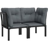 Maison Chic Vrtni kotni stoli - Stol za vrt z blazinami 2 kosa črn in siv poli ratan JS457, (21877664) | Shoptok.si