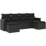  6-dijelni set vrtnih sofa s jastucima crni od poliratana | shoptok.hr