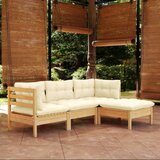 Maison Chic Seti vrtnega pohištva - Vrtna garnitura - Vrtni pohištvo set 4-delna s krem blazinami borovina, (21809098) | Shoptok.si
