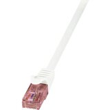Logilink CQ2011U RJ45 omrežni kabel\, Patch kabel CAT 6 U/UTP 0.25 m bela ognjevaren\, z zaščitnim zapornim zatičem 1 kos, (20418732) | Shoptok.si