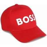 Boss Otroška bombažna bejzbolska kapa rdeča barva
