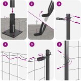 vidaXL Zavarena žičana ograda s 7 flanged stupovima Siva 0.6x10 m Čelik | shoptok.hr