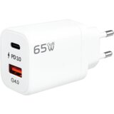 Redline Punjač kućni GL-65W-AC, 1 x USB-A, 1 x USB-C, 65W, GaN, Bijeli | Eponuda.ba