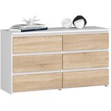AKORD Cl100 Komoda, 6 Predalov, Bela/Hrast Sonoma, (5000332314) | Shoptok.si